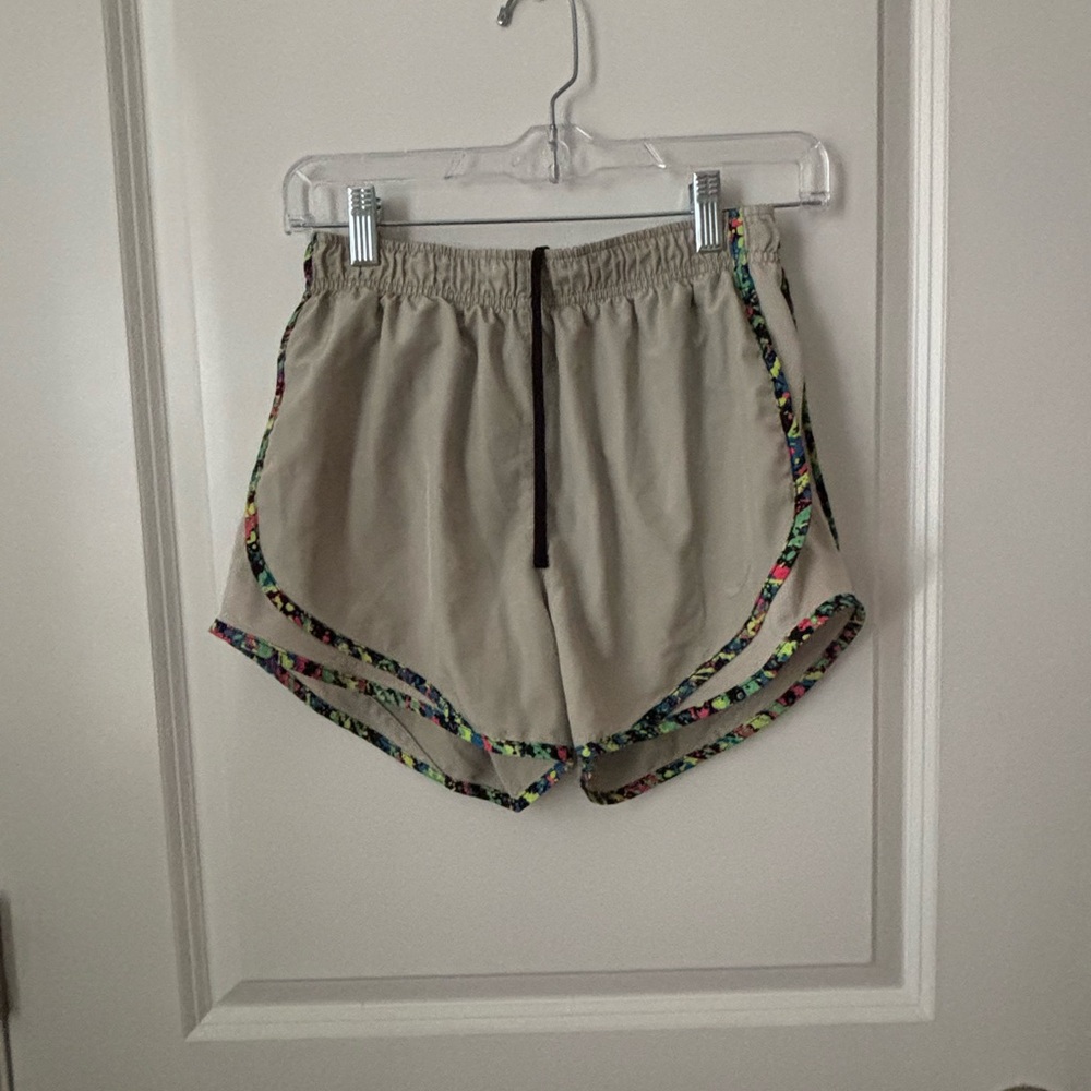 Nike Women's Beige Shorts with Colorful Trim